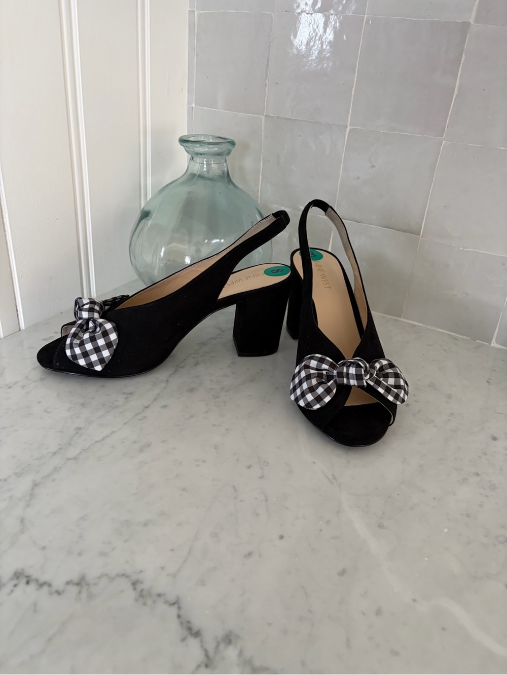9 West Suede Slingback PeepToe NWT